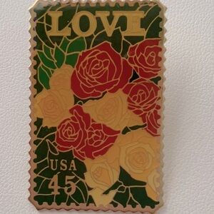 Vintage US Postal Service Love Floral Stamp Pin